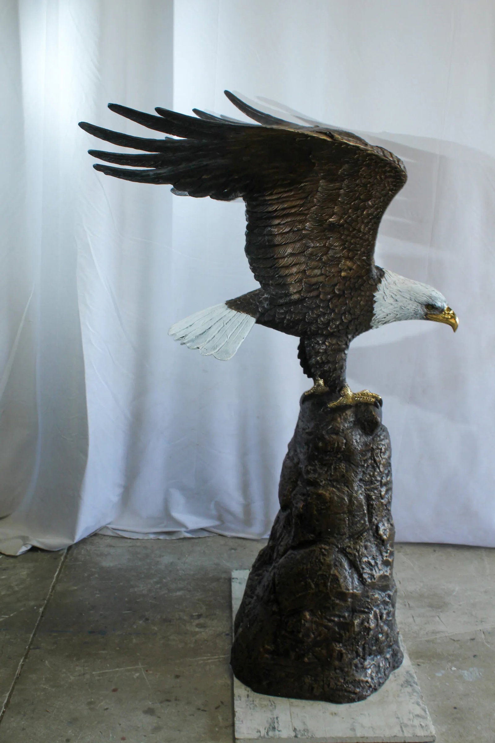Bald Eagle Bronze Statue with White Head and His Wings Spread 51" x 36" x 58"H - 3
