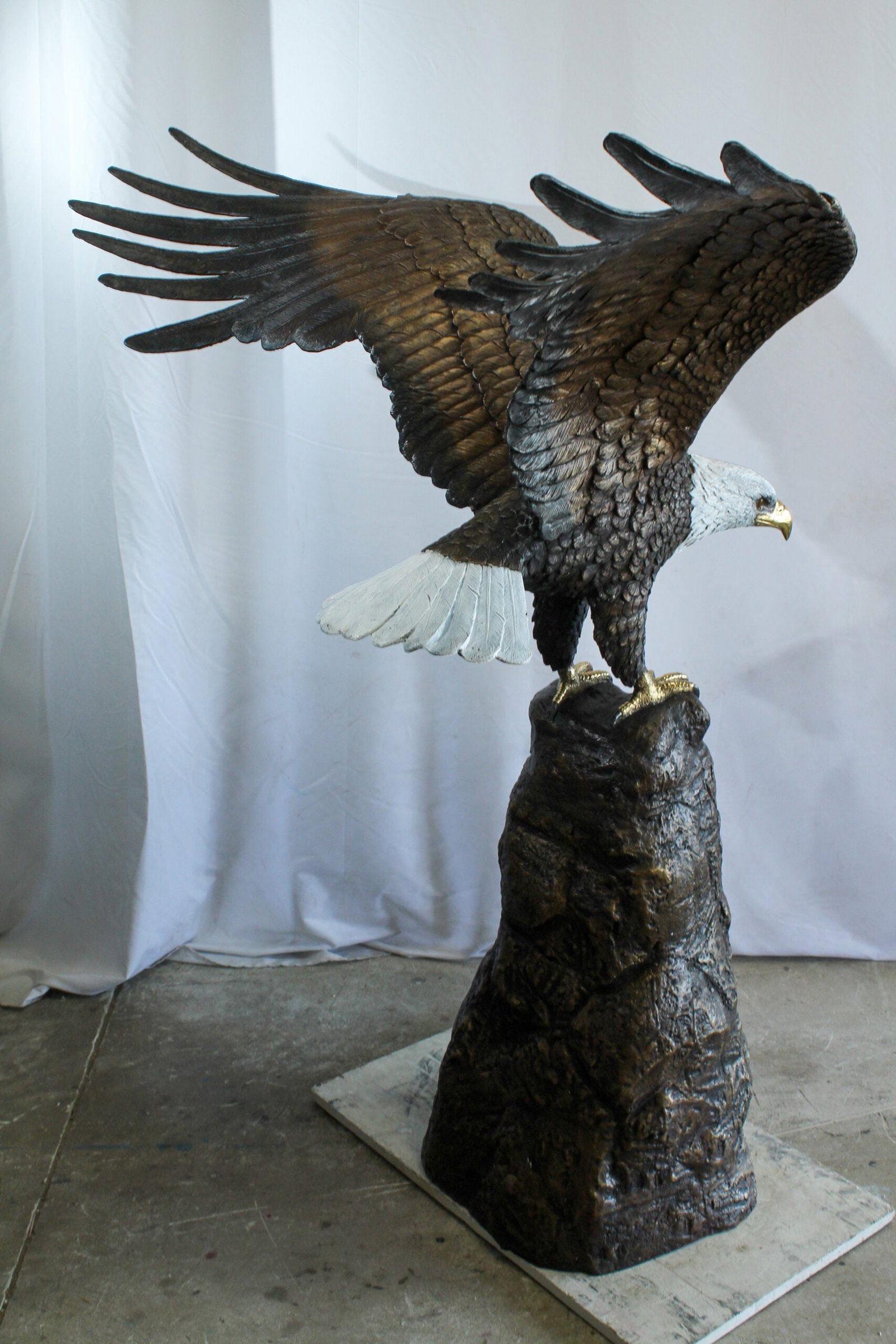 Bald Eagle Bronze Statue with White Head and His Wings Spread 51" x 36" x 58"H - 4