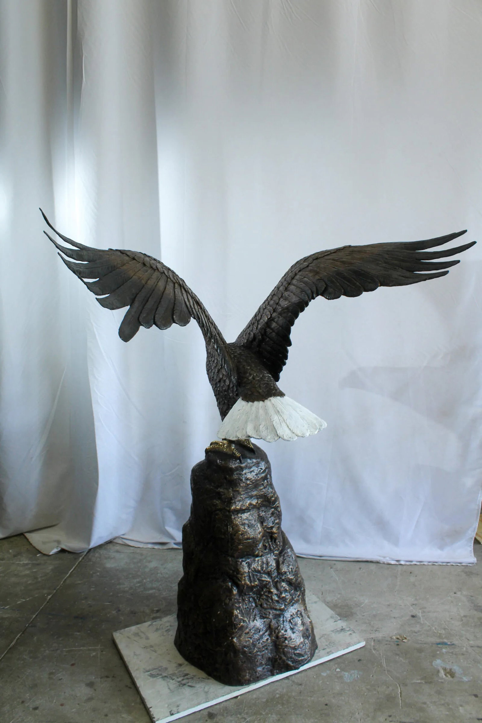 Bald Eagle Bronze Statue with White Head and His Wings Spread 51" x 36" x 58"H - 6