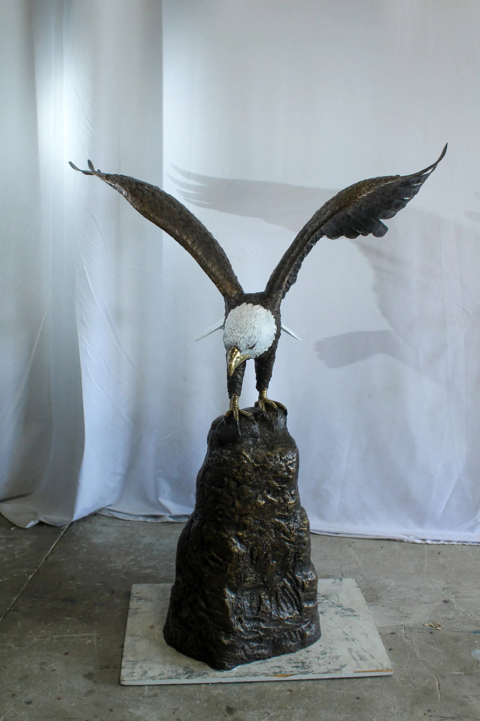 Bald Eagle Bronze Statue with White Head and His Wings Spread 51" x 36" x 58"H - 9