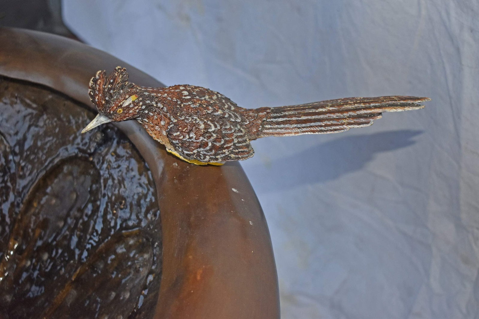 Birdbath With Five Roadunner Birds Bronze Statue - Size: 31" x 31" x 67"H - 7