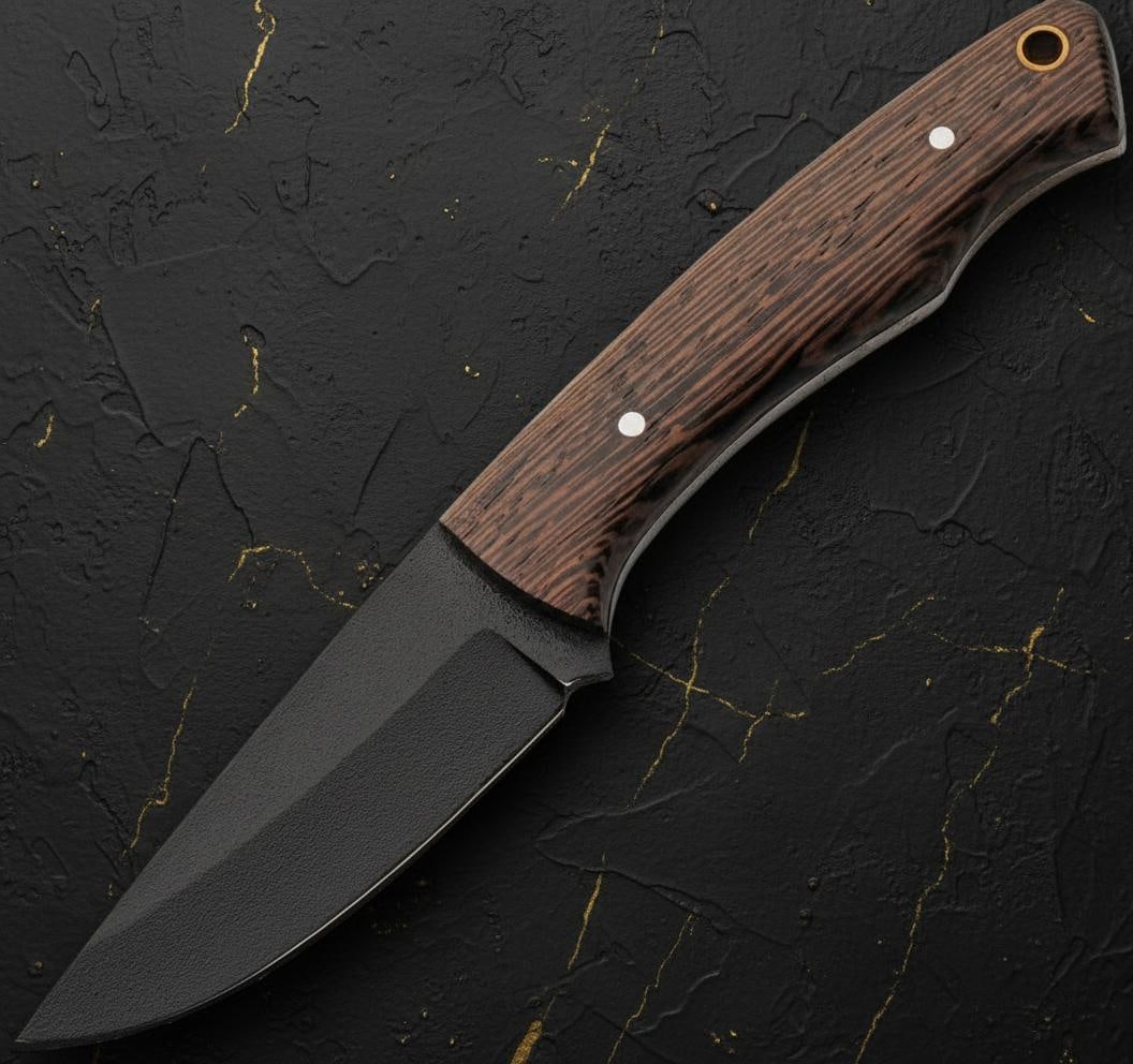 Full Tang Hunting Knife with 3.25" Carbon Steel Blade and Brown Wood Handle: Title:Full Tang Hunting Knife with 3.25" Carbon Steel Blade and Brown Wood Handle Description:This is a Blacksmith Hunter fixed blade knife, designed for durability and classic appeal. The knife