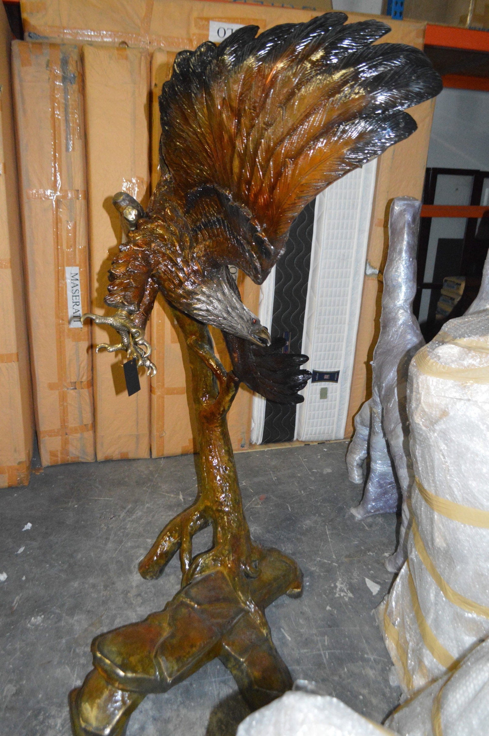 Eagle Flying To The Right Bronze Statue - Size: 22"L x 63"W x 67"H. - 10