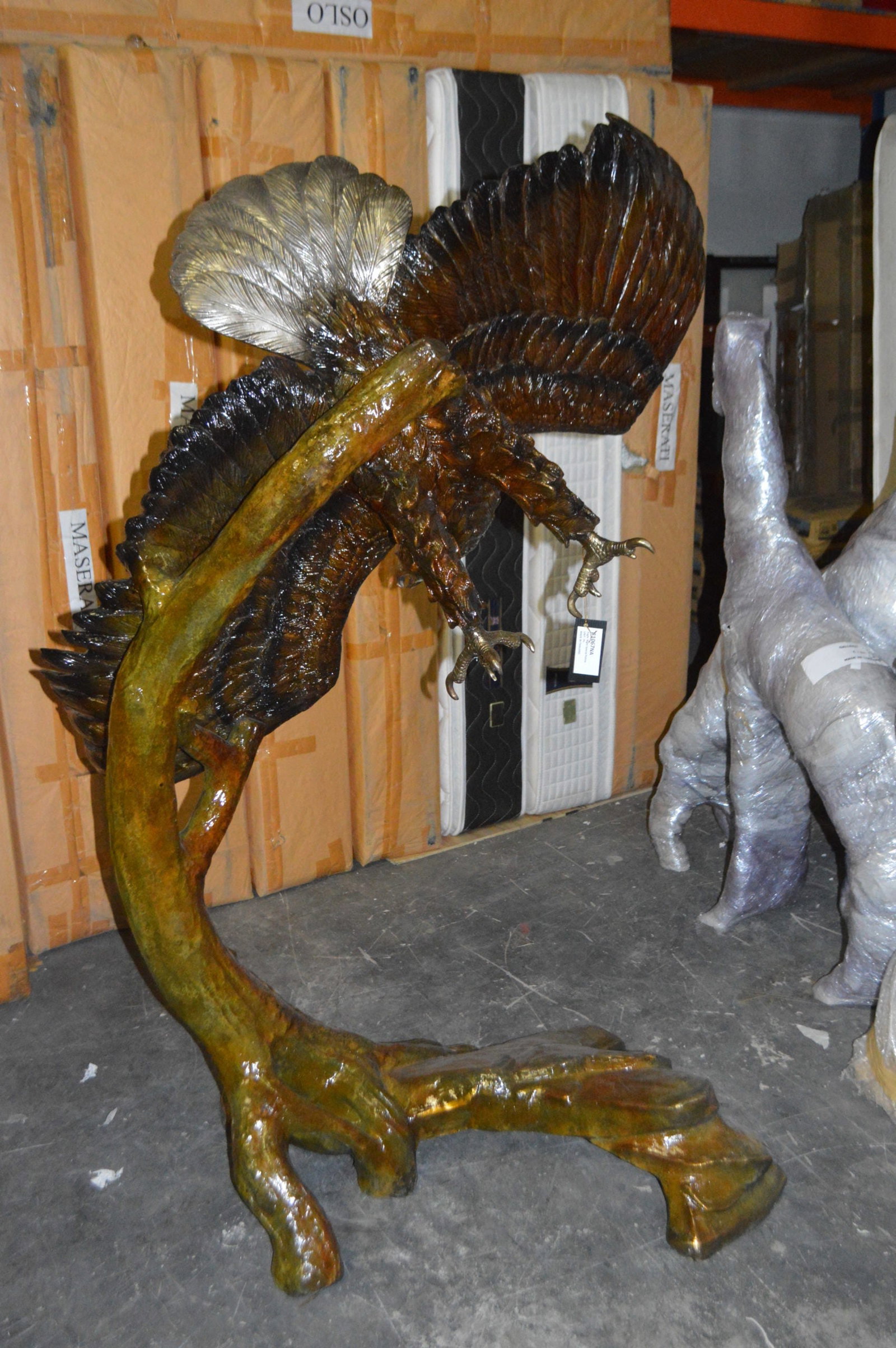 Eagle Flying To The Right Bronze Statue - Size: 22"L x 63"W x 67"H. - 11