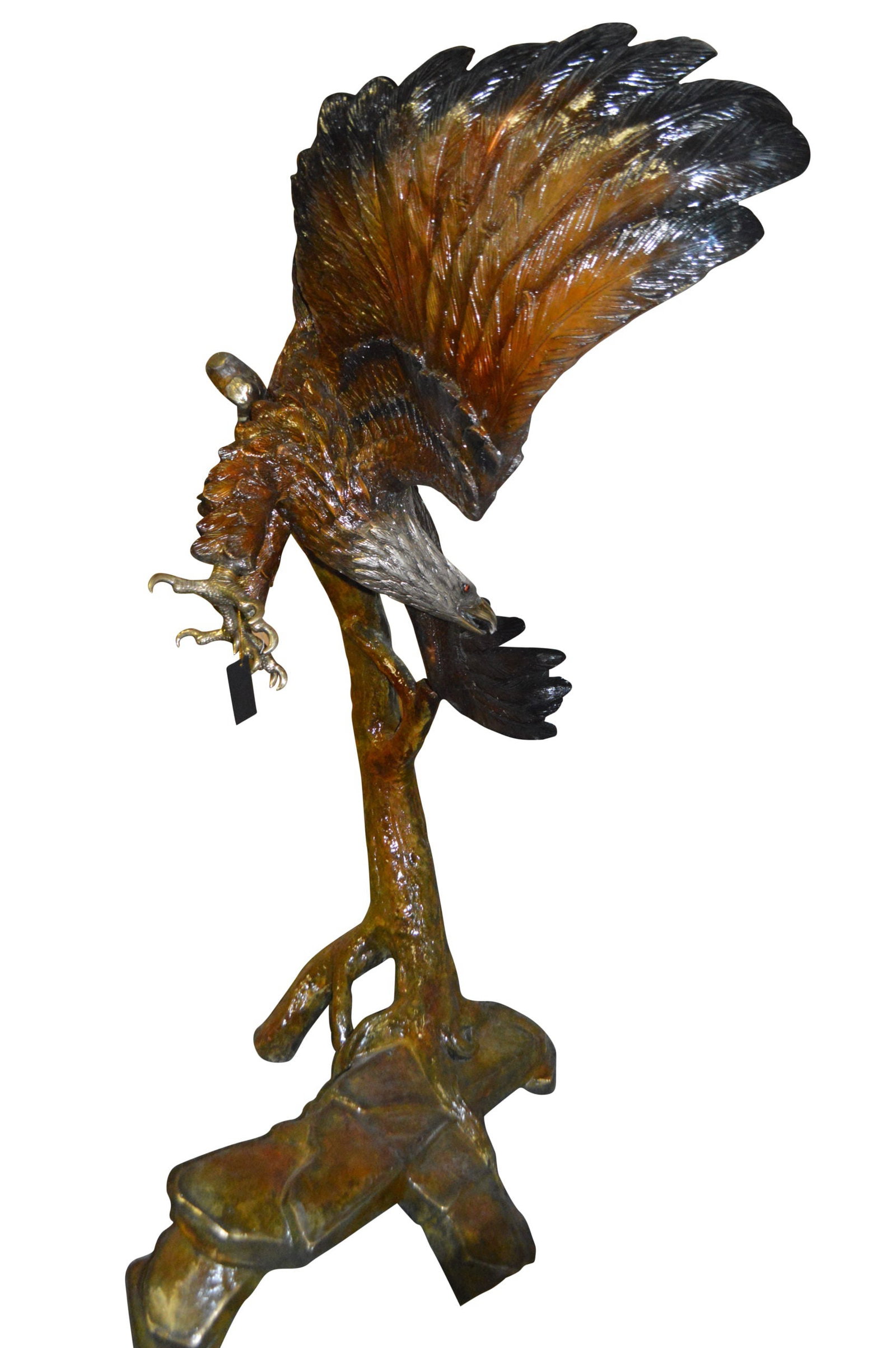 Eagle Flying To The Right Bronze Statue - Size: 22"L x 63"W x 67"H. - 2