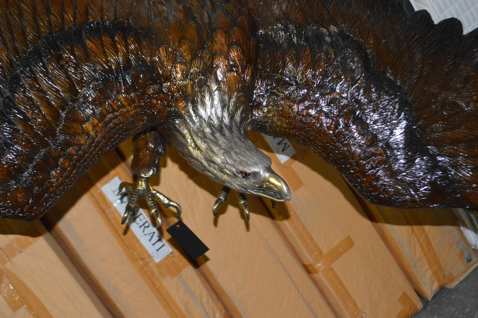 Eagle Flying To The Right Bronze Statue - Size: 22"L x 63"W x 67"H. - 4