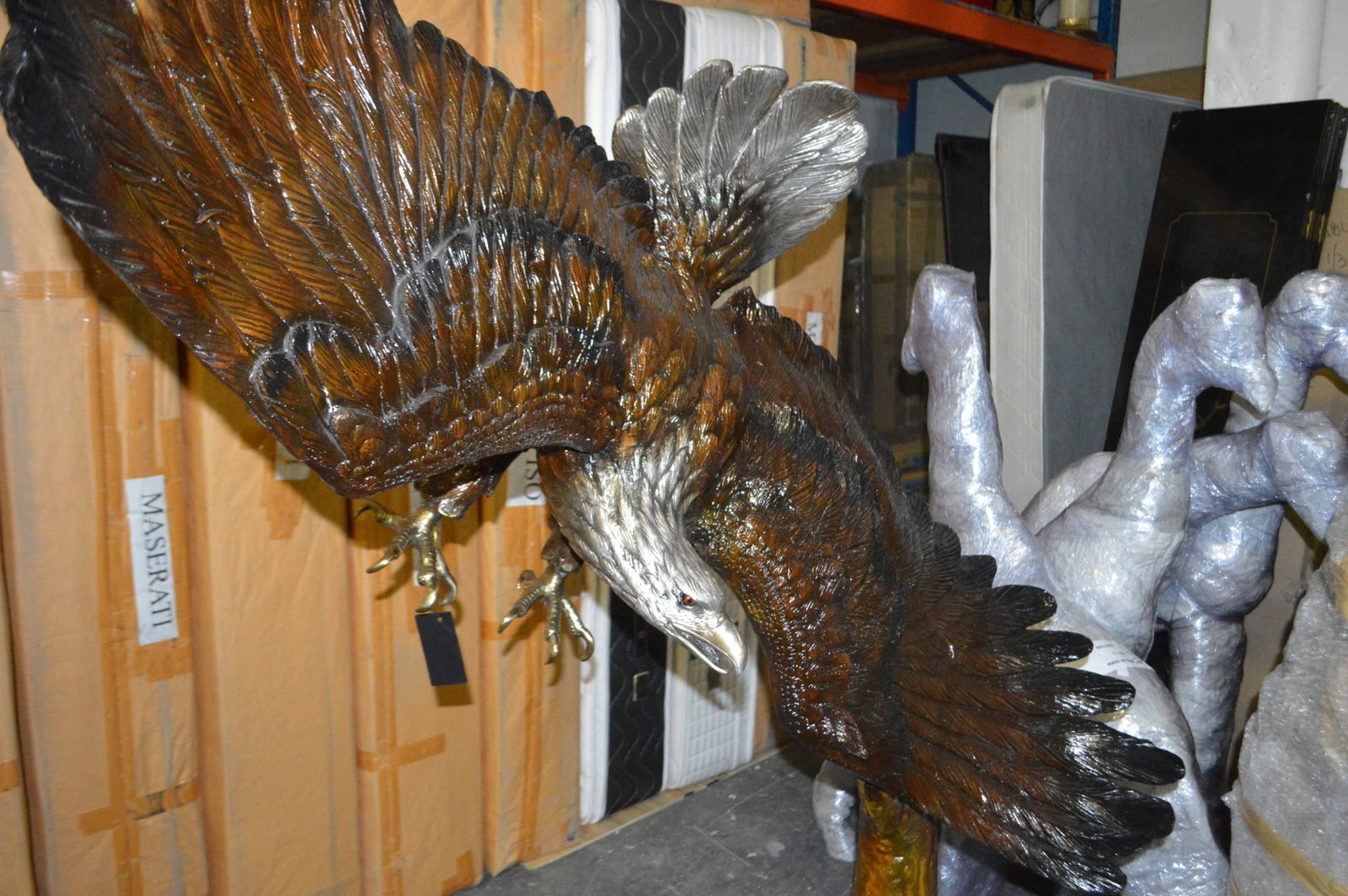 Eagle Flying To The Right Bronze Statue - Size: 22"L x 63"W x 67"H. - 7