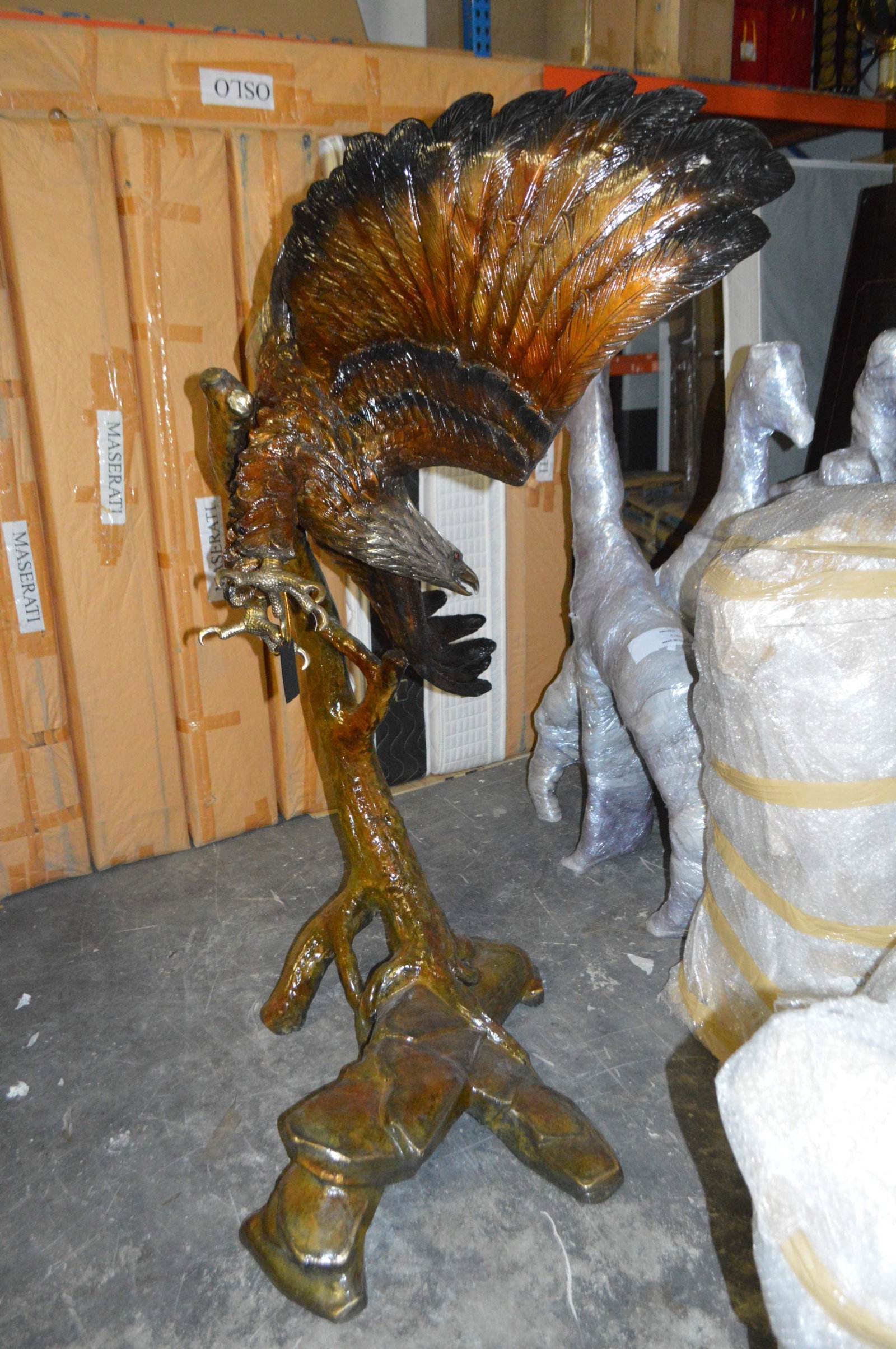Eagle Flying To The Right Bronze Statue - Size: 22"L x 63"W x 67"H. - 8