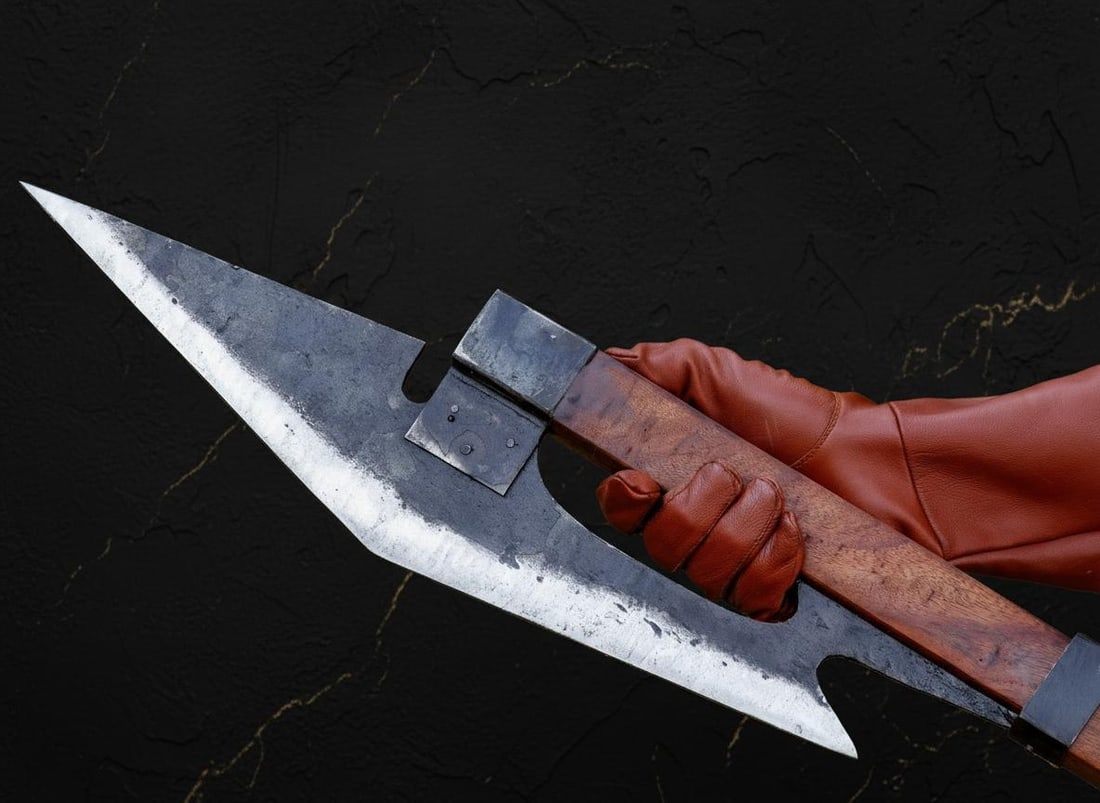 Forged Steel Viking Battle Axe Reproduction 63 Inch Medieval Wood Polearm - 7