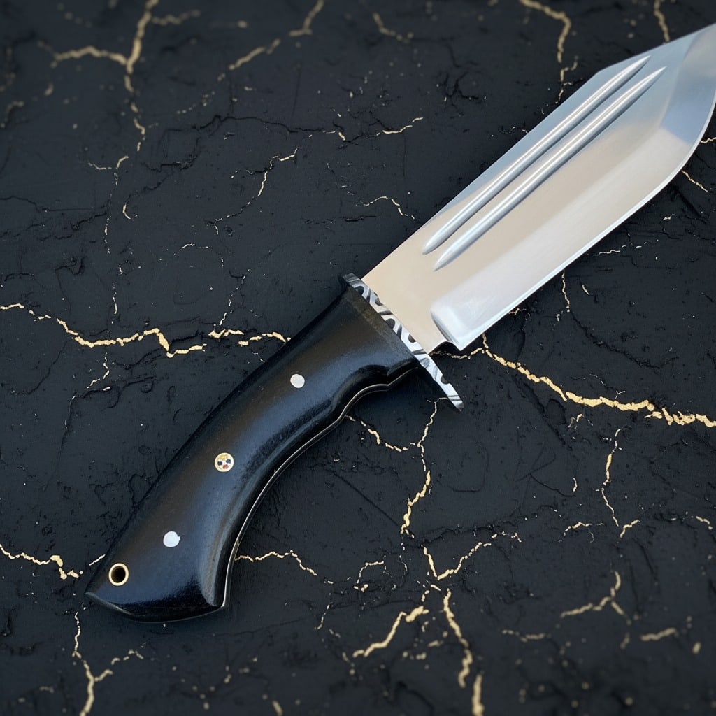 18" Hand-Forged Bowie Survival Knife High Polish Crocodile Style With Sheath - 5