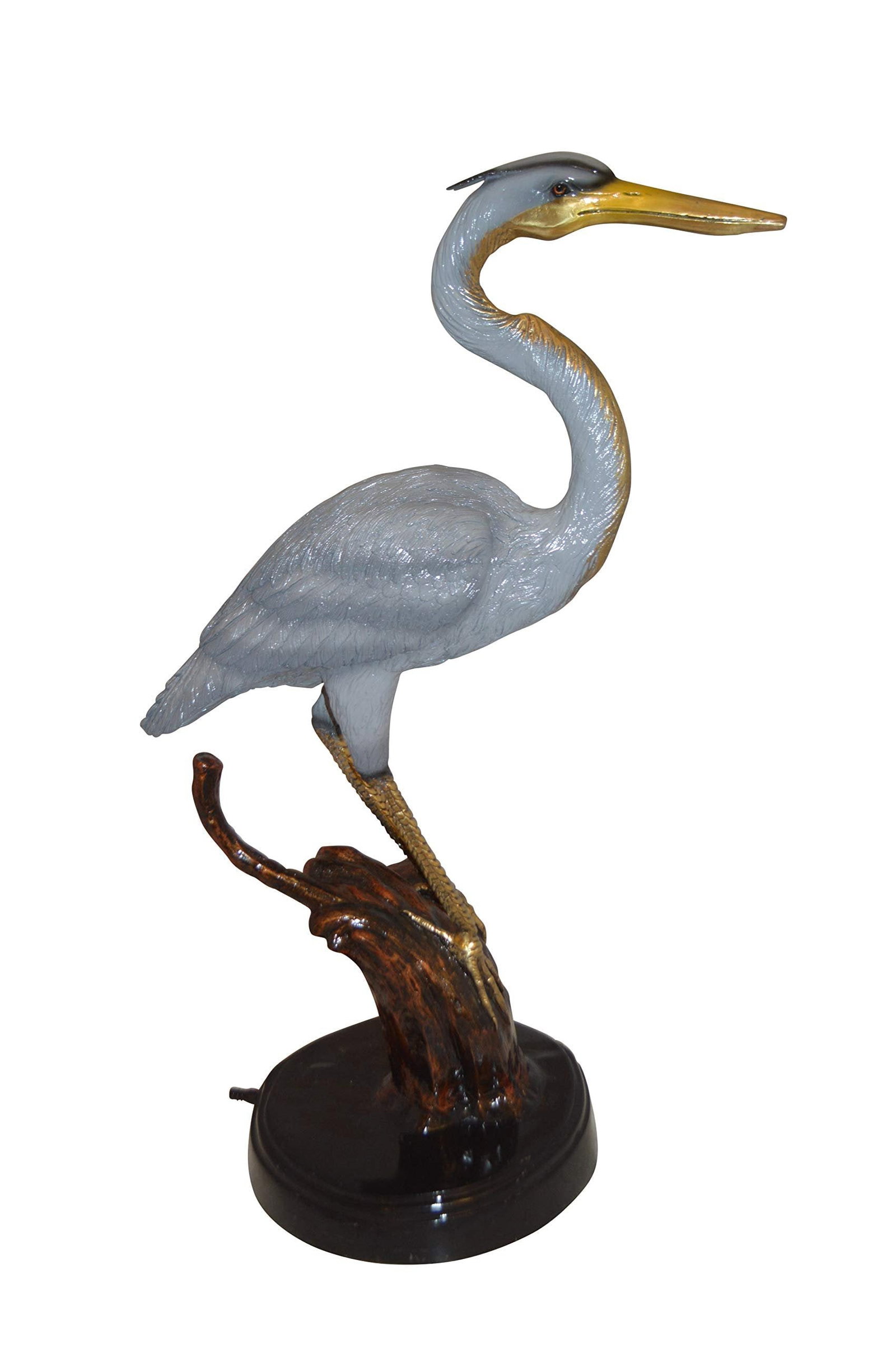 Crane Bronze Statue Fountain - Size: 29"L x 13"W x 42"H.: Title:Crane Bronze Statue Fountain - Size: 29"L x 13"W x 42"H. Description:Bronze Crane fountain mounted on a bronze base - Straight Neck. Like those seen in traditional English gardens, this Asian