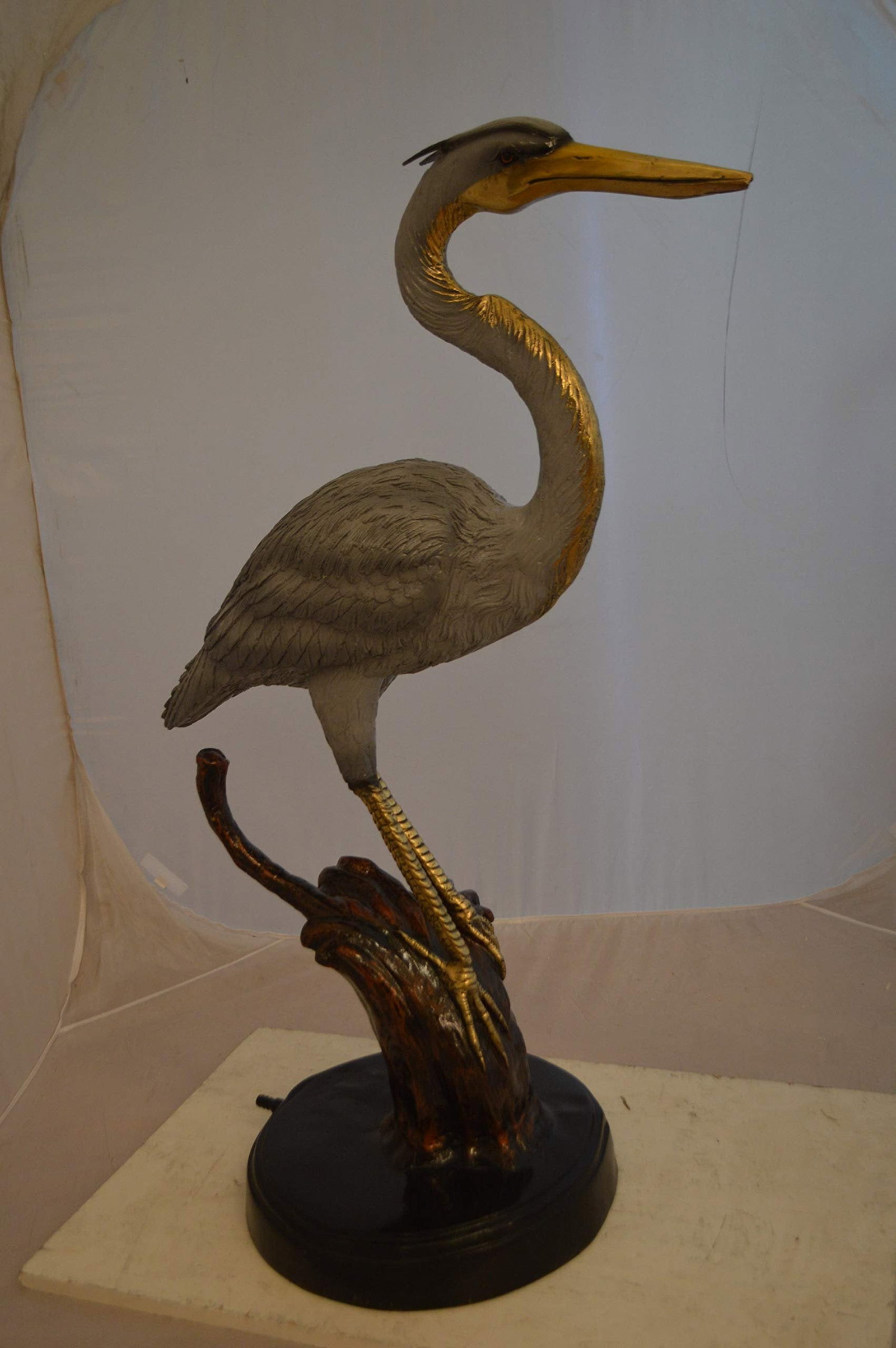 Crane Bronze Statue Fountain - Size: 29"L x 13"W x 42"H. - 4