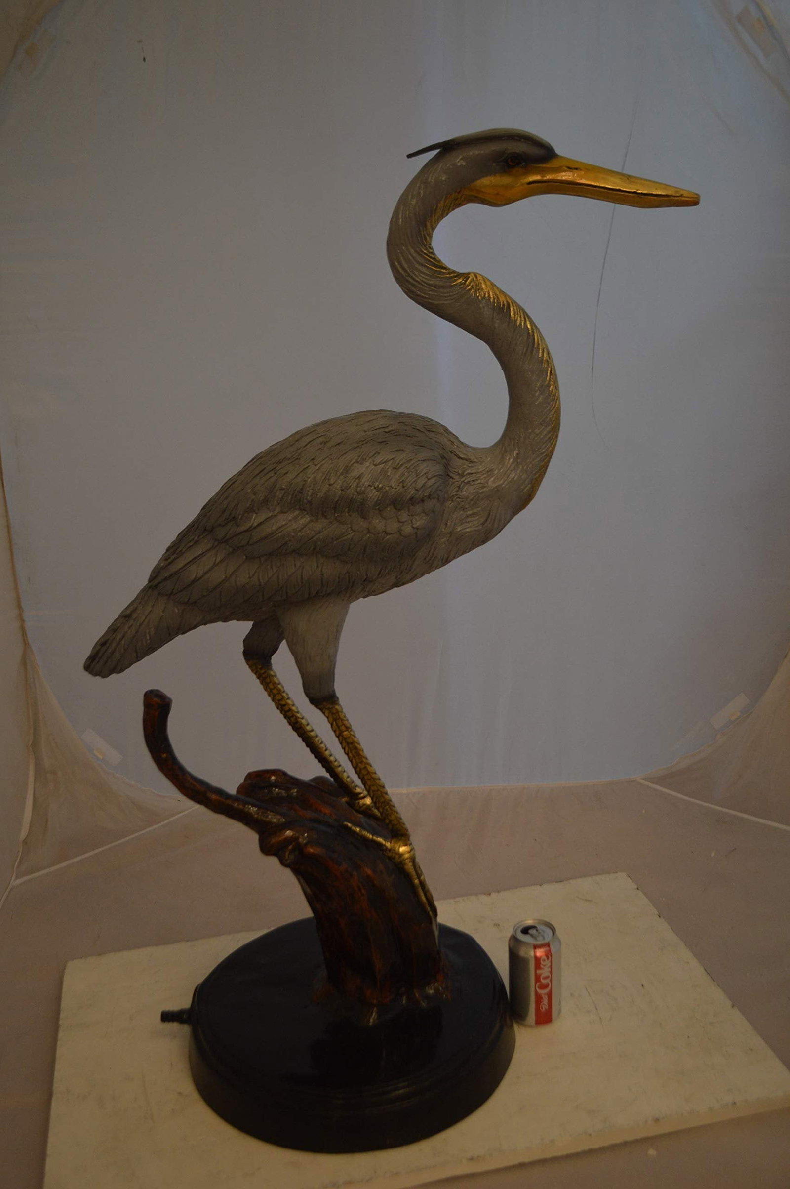 Crane Bronze Statue Fountain - Size: 29"L x 13"W x 42"H. - 5