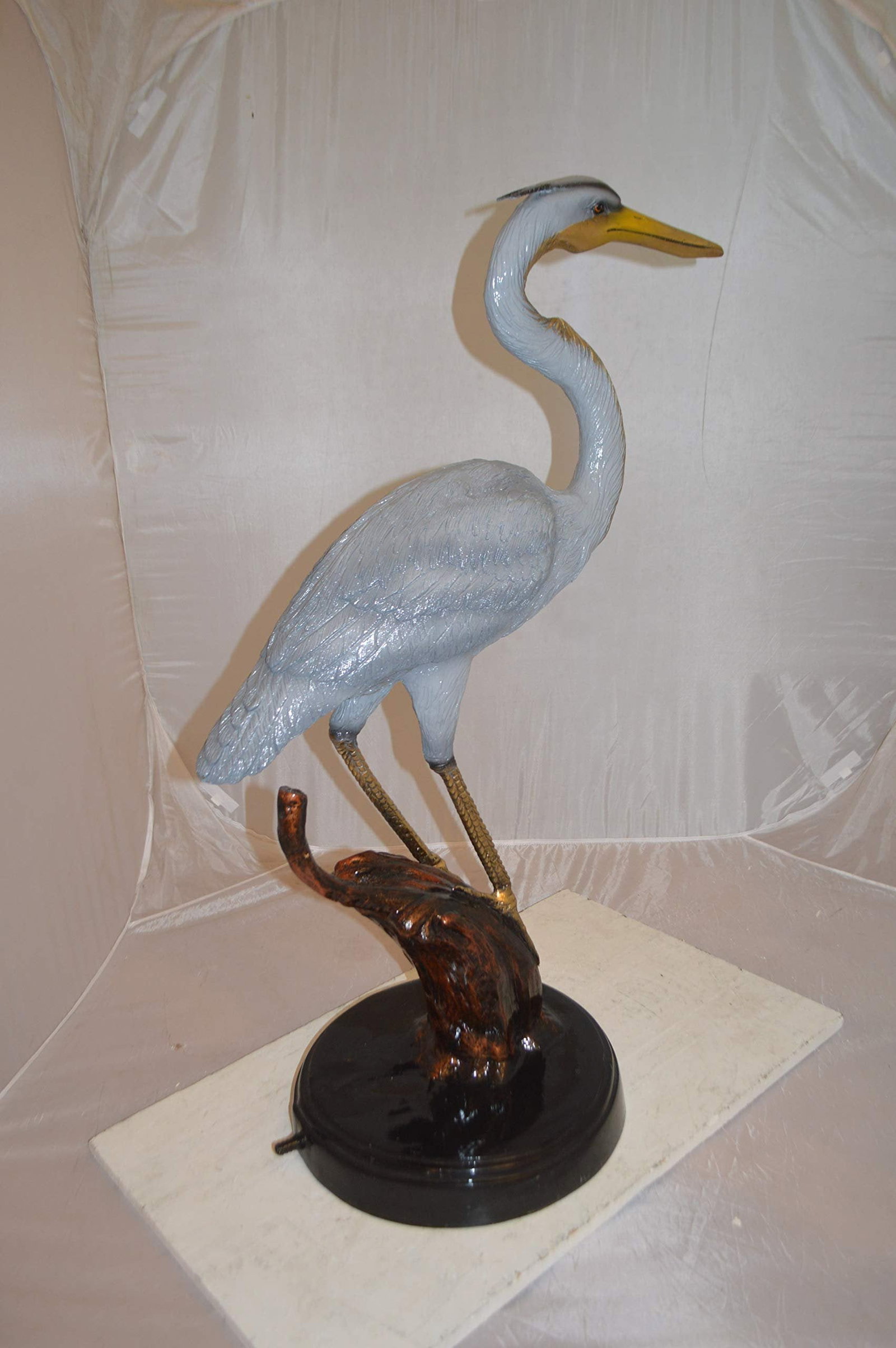 Crane Bronze Statue Fountain - Size: 29"L x 13"W x 42"H. - 6