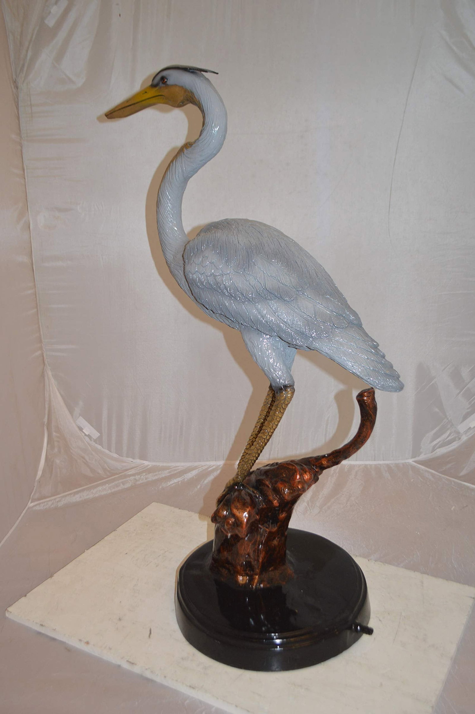 Crane Bronze Statue Fountain - Size: 29"L x 13"W x 42"H. - 8
