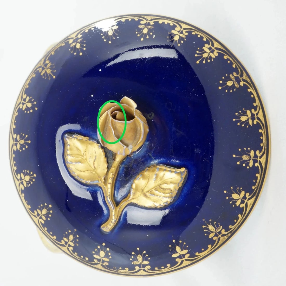 Antique German Cobalt Blue Covered Jar Courting Couple - 8