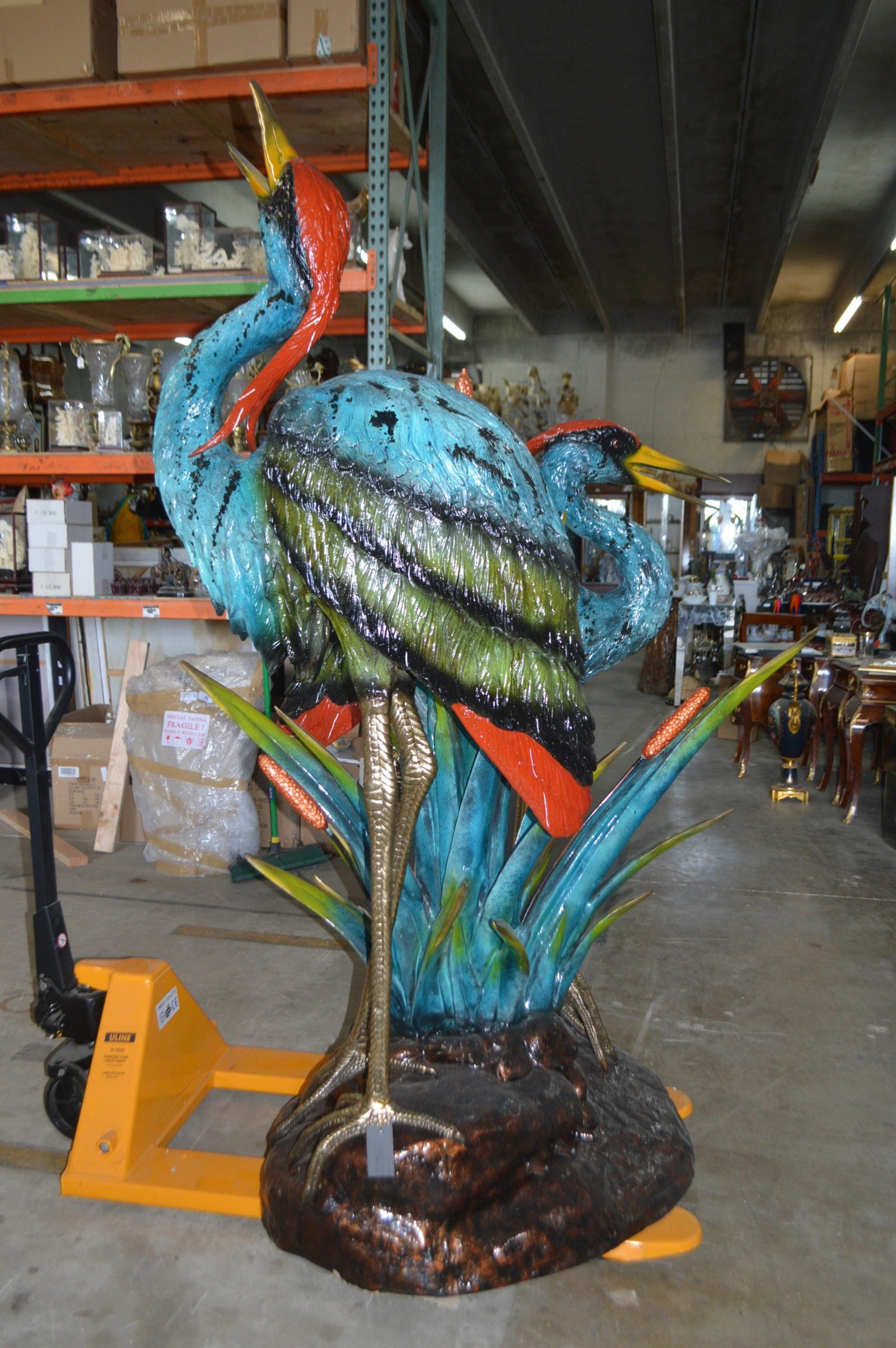 Two colored Herons fountain - Size: 53"L x 40"W x 88"H. - 4