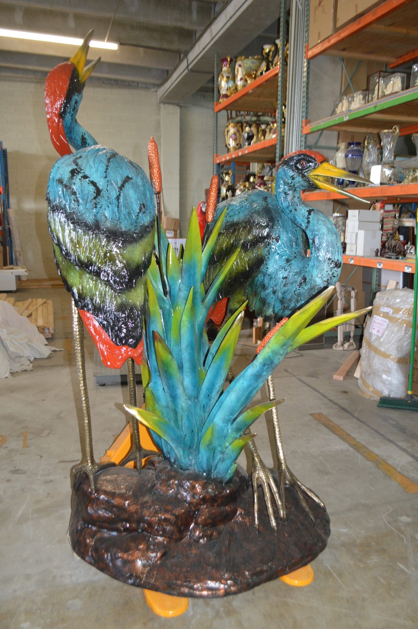 Two colored Herons fountain - Size: 53"L x 40"W x 88"H. - 6