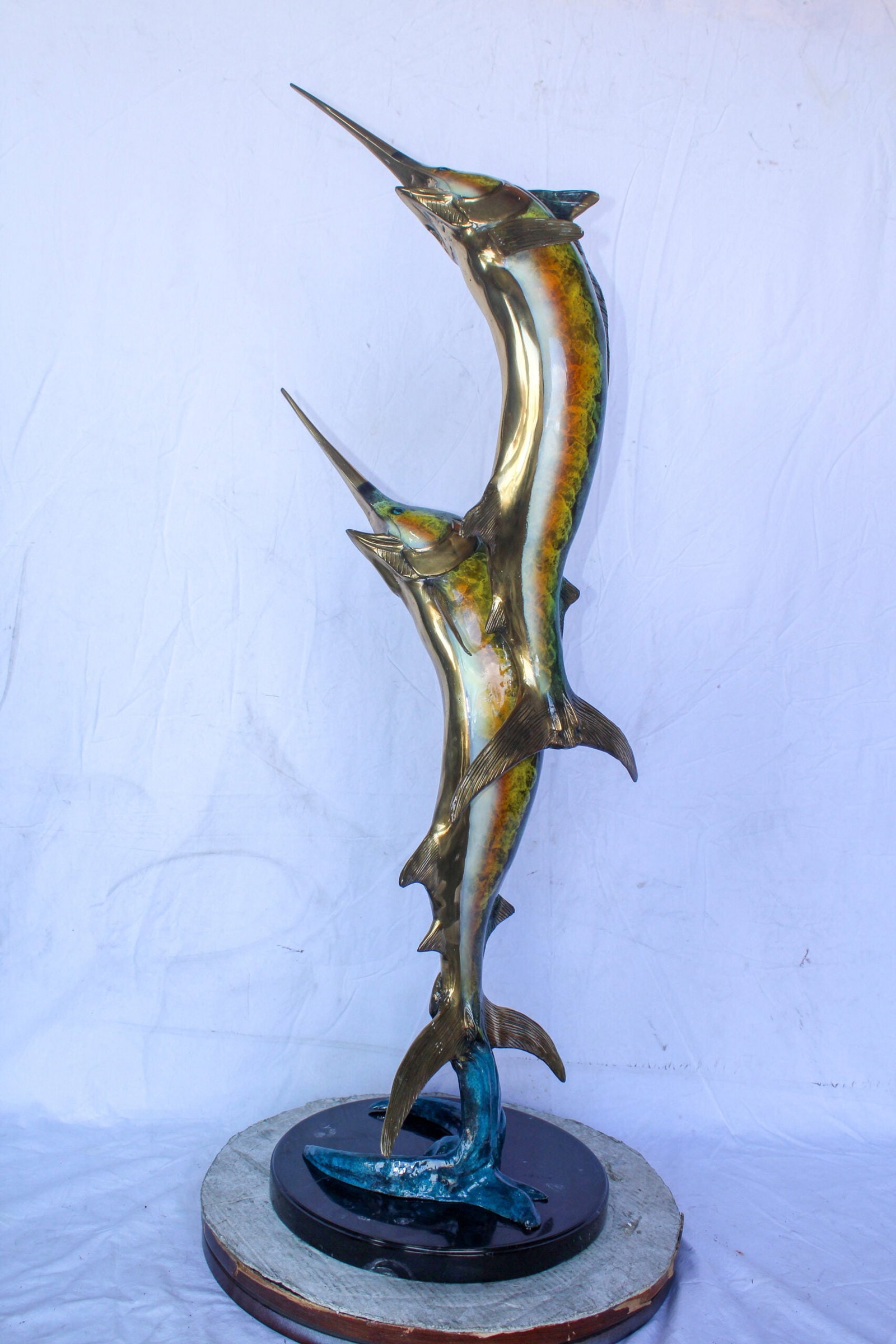 Pair of Marlin Fish Bronze Statue, Perfect Marine Decor 18" x 18" x 54"H - 2