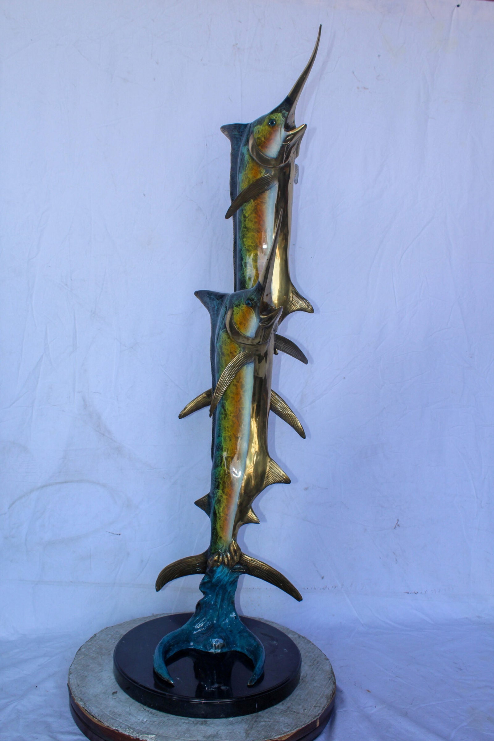 Pair of Marlin Fish Bronze Statue, Perfect Marine Decor 18" x 18" x 54"H - 4