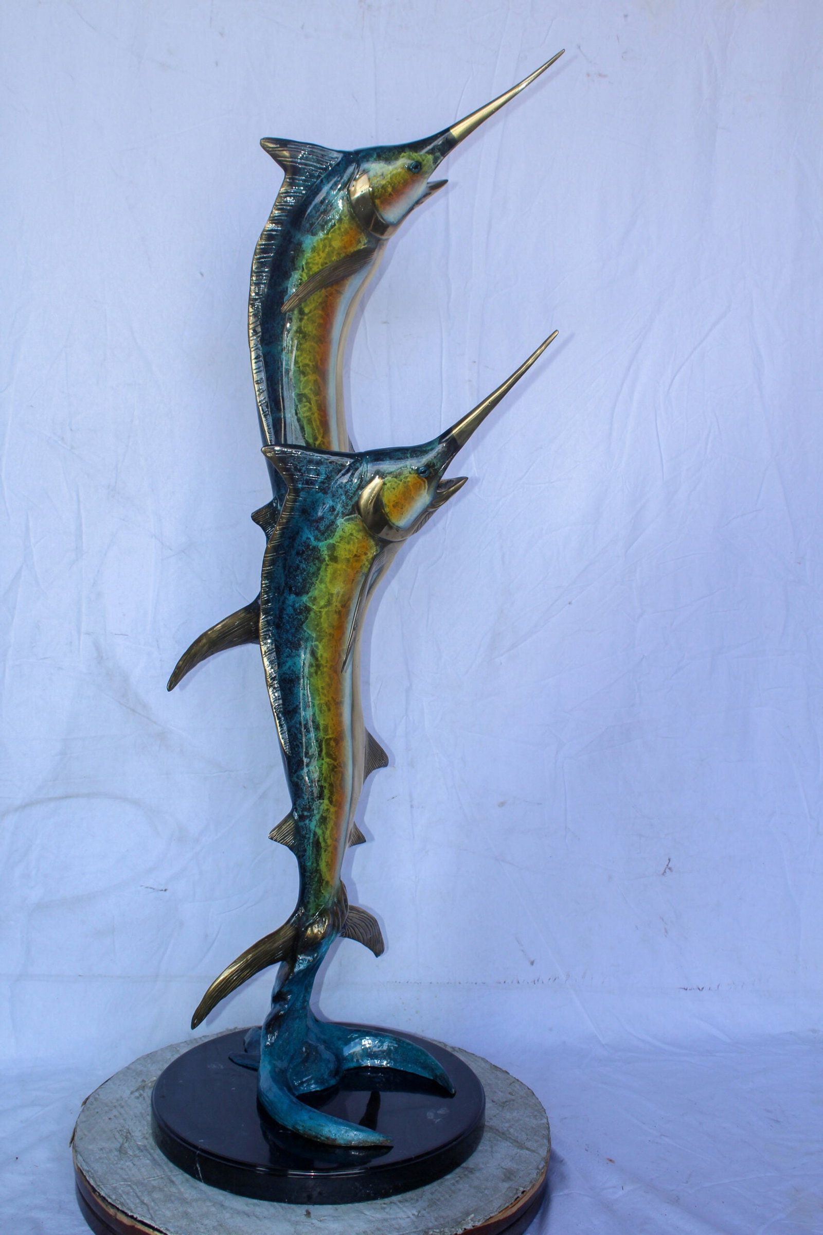 Pair of Marlin Fish Bronze Statue, Perfect Marine Decor 18" x 18" x 54"H - 5