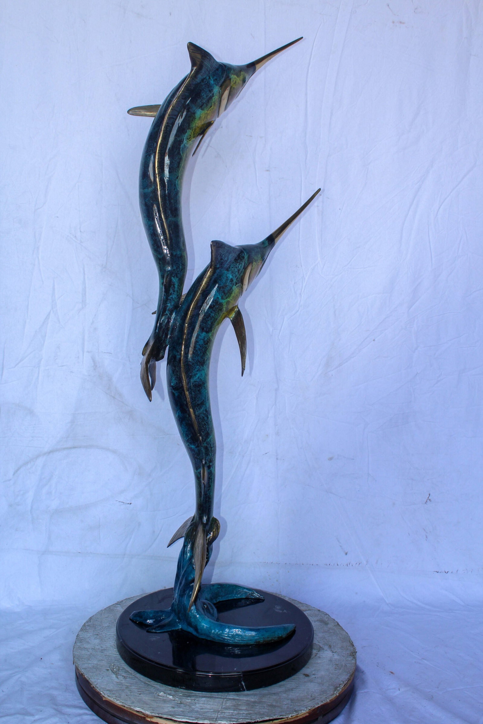 Pair of Marlin Fish Bronze Statue, Perfect Marine Decor 18" x 18" x 54"H - 6