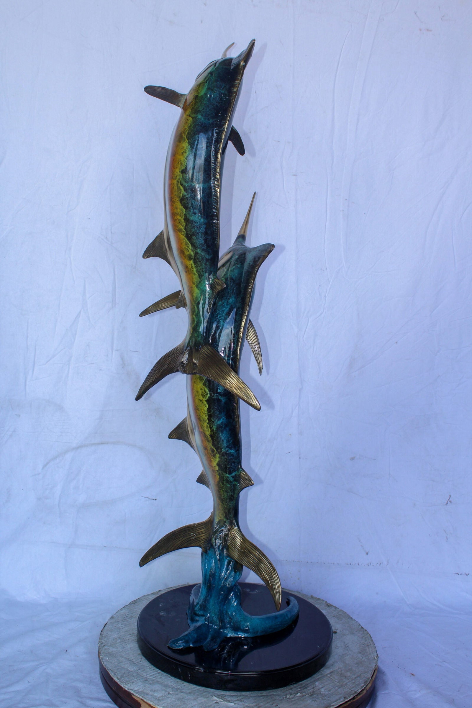 Pair of Marlin Fish Bronze Statue, Perfect Marine Decor 18" x 18" x 54"H - 7
