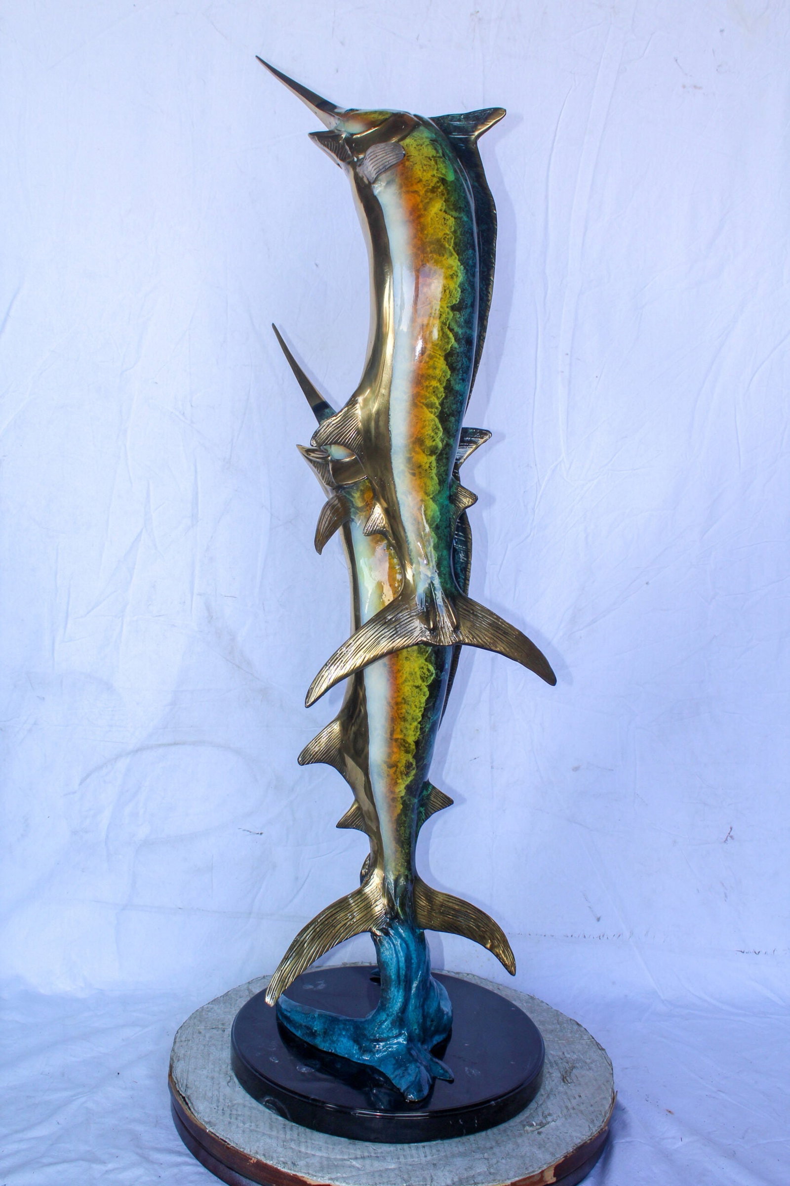 Pair of Marlin Fish Bronze Statue, Perfect Marine Decor 18" x 18" x 54"H - 8