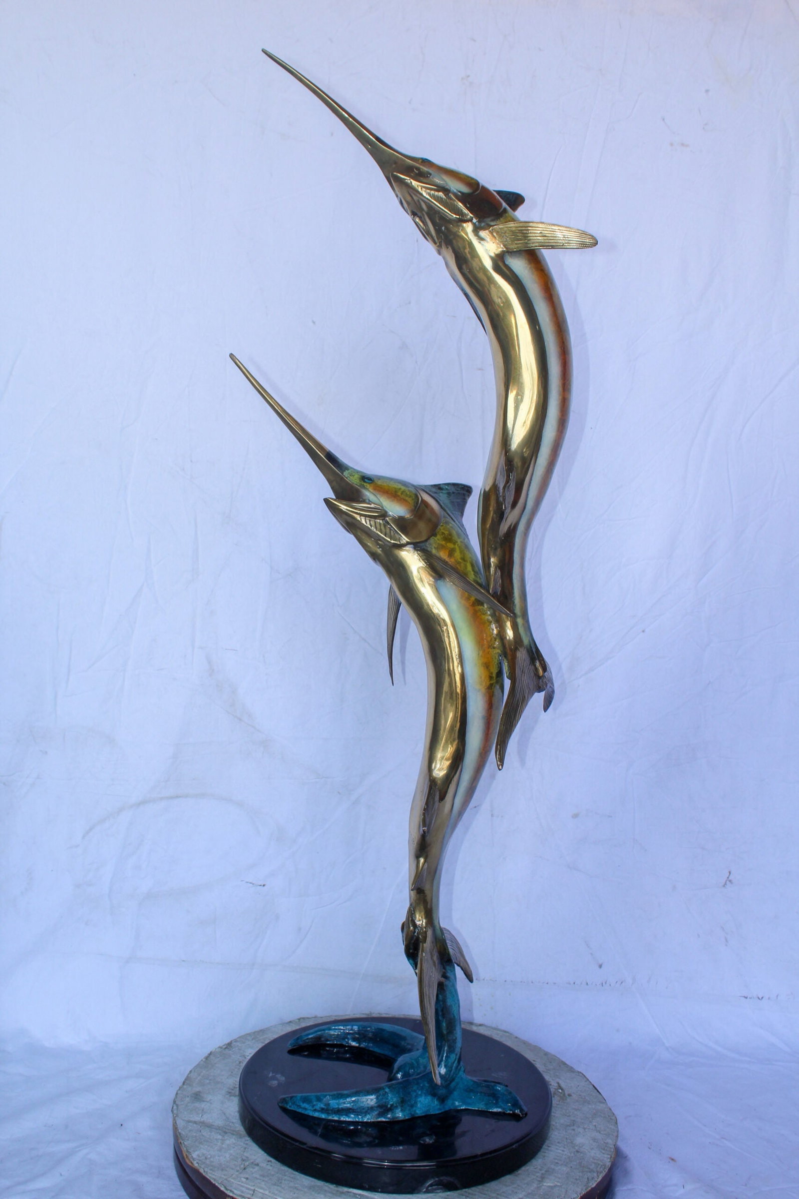 Pair of Marlin Fish Bronze Statue, Perfect Marine Decor 18" x 18" x 54"H - 9