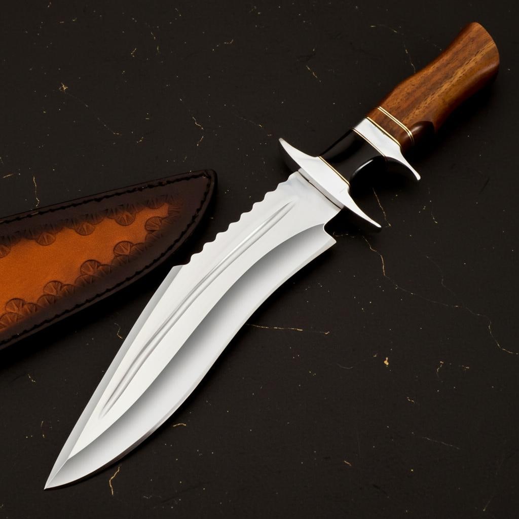 Handmade 14" D2 Steel Kukri Hunting Knife with Wood & Horn Handle and Sheath: Title:Handmade 14" D2 Steel Kukri Hunting Knife with Wood & Horn Handle and Sheath Description:This is a custom handmade Kukri-style knife designed for hunting and outdoor survival. The full tang