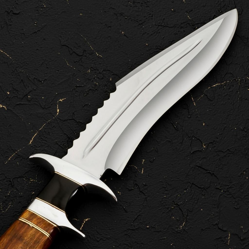 Handmade 14" D2 Steel Kukri Hunting Knife with Wood & Horn Handle and Sheath - 3