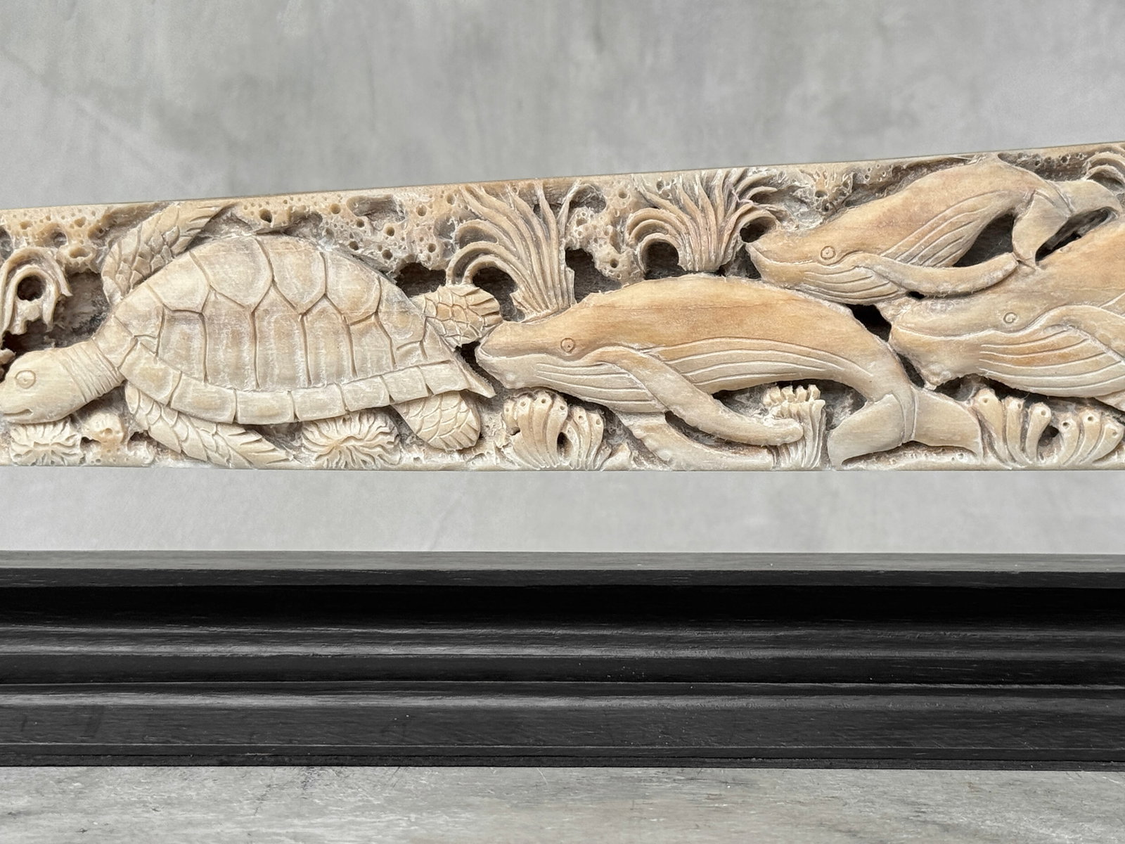 Wonderful engraved Swordfish rostrum - Marine motif - 7