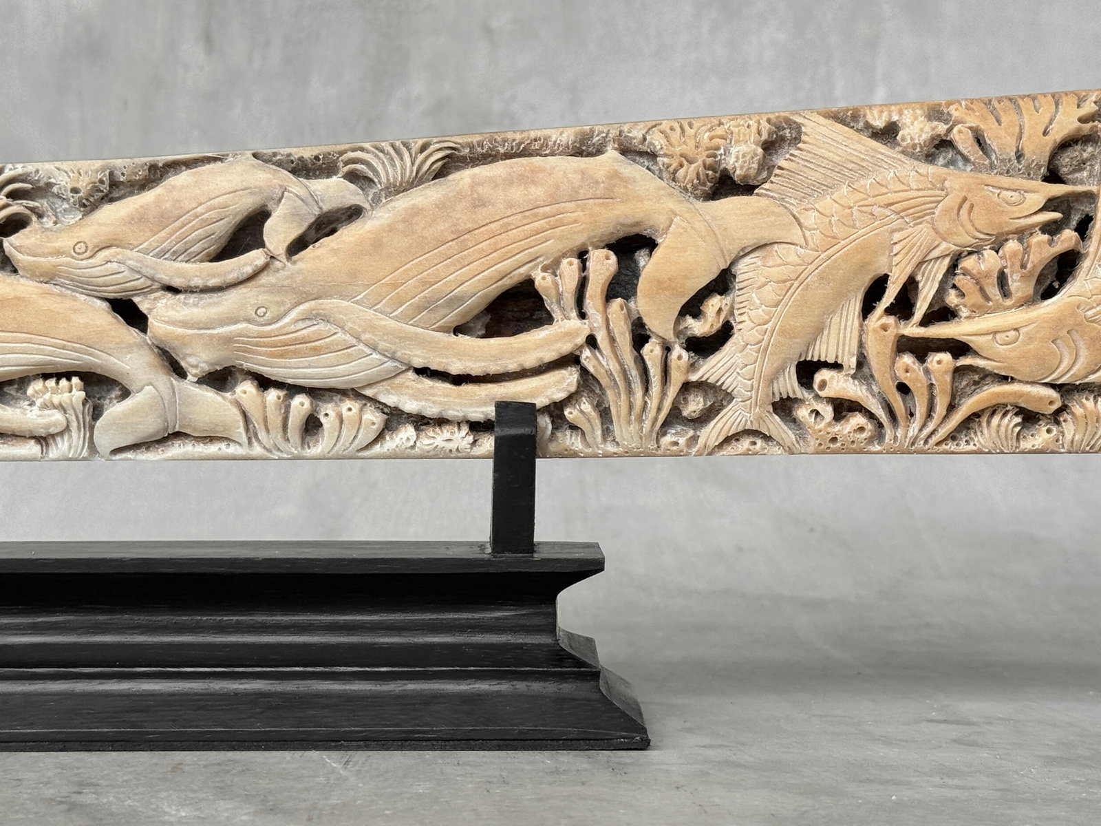 Wonderful engraved Swordfish rostrum - Marine motif - 8
