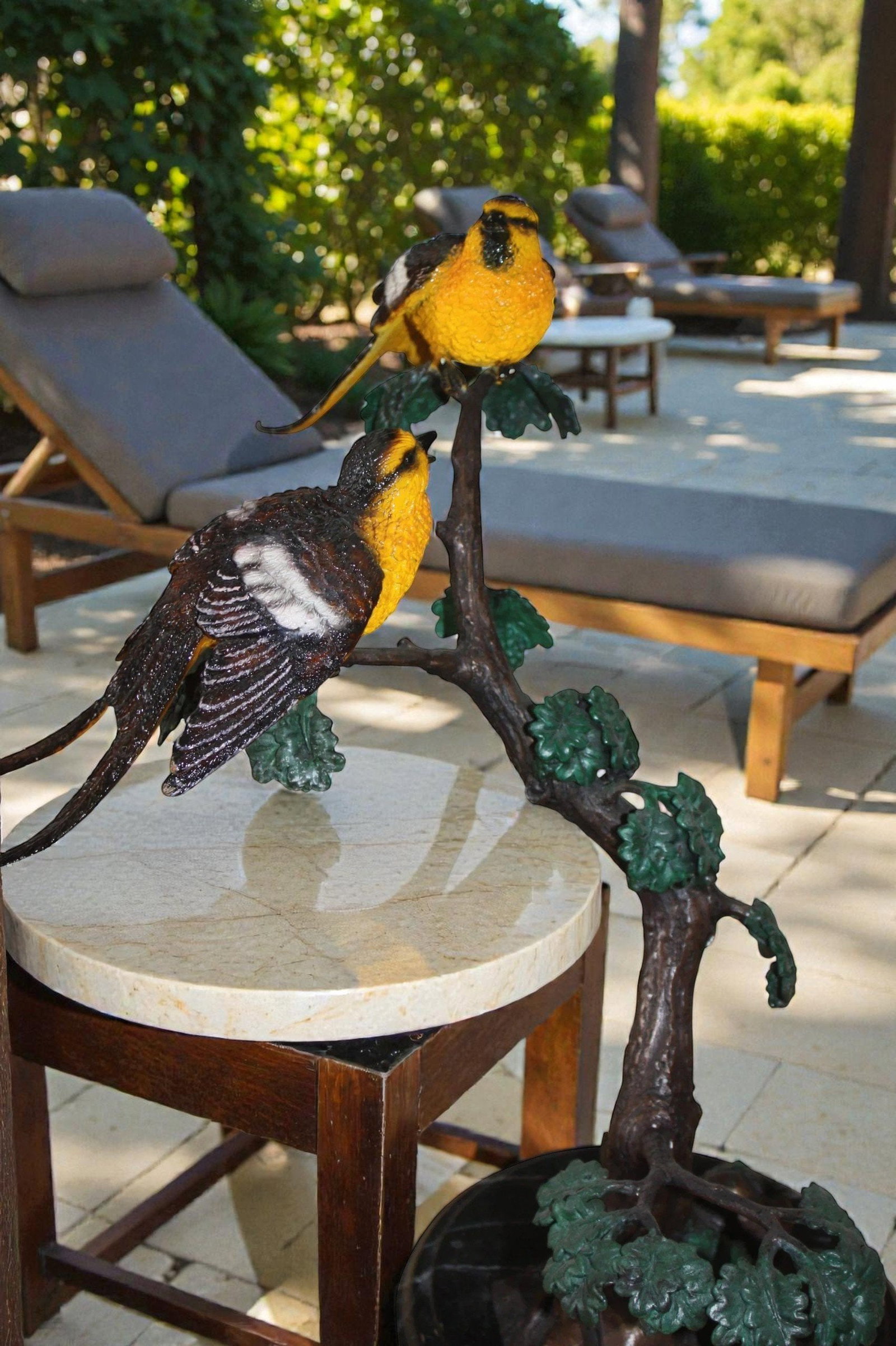Two Sparrows On Tree - Bronze Statue - 2