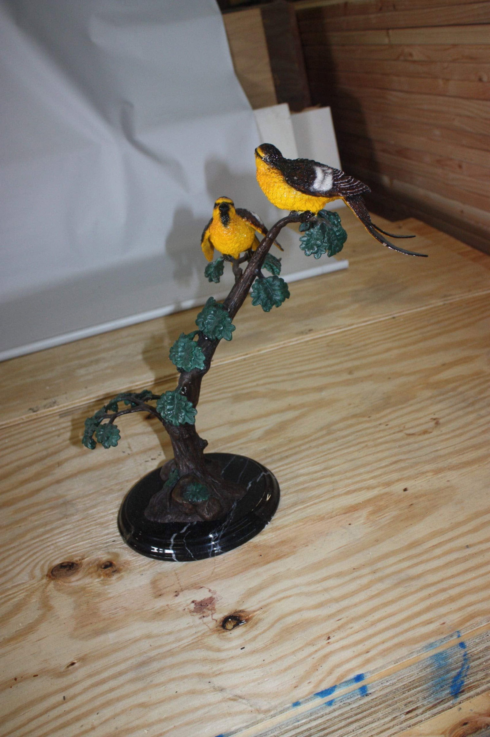 Two Sparrows On Tree - Bronze Statue - 5