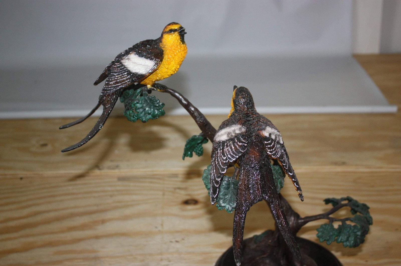 Two Sparrows On Tree - Bronze Statue - 7