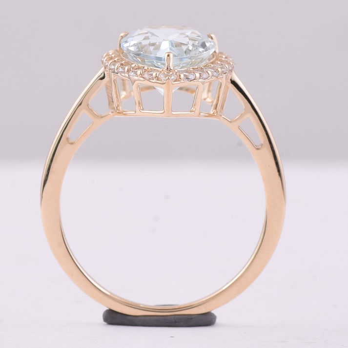 3.15 Ct Pear Aquamarine 9K Gold Ring - 3