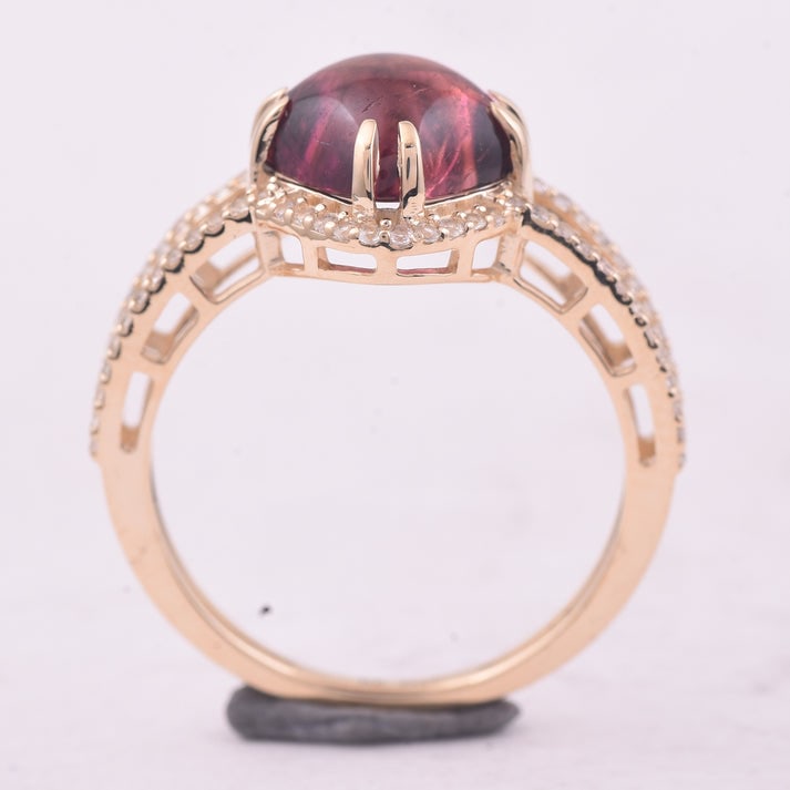 3.14 Ct Cushion Tourmaline 9K Gold Ring - 3