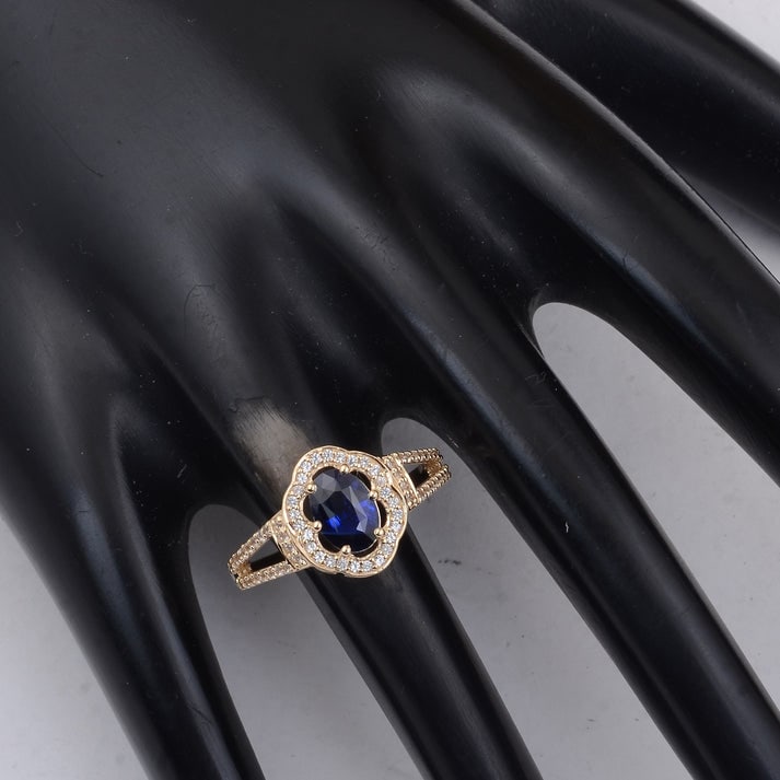 1.42 Ct Oval Sapphire 9K Gold Ring - 2