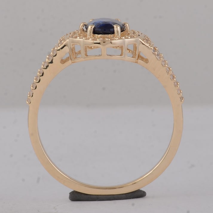 1.42 Ct Oval Sapphire 9K Gold Ring - 4