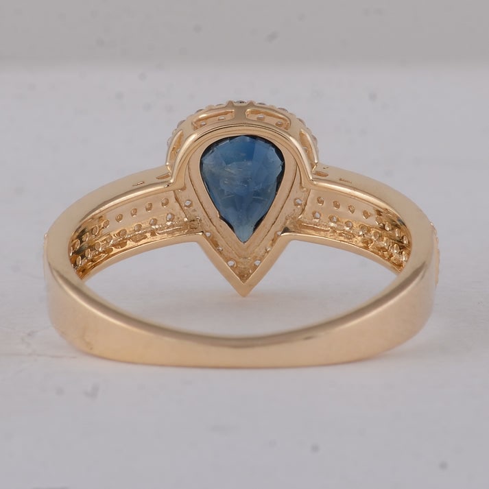 1.23 Ct Pear Sapphire 9K Gold Ring - 3