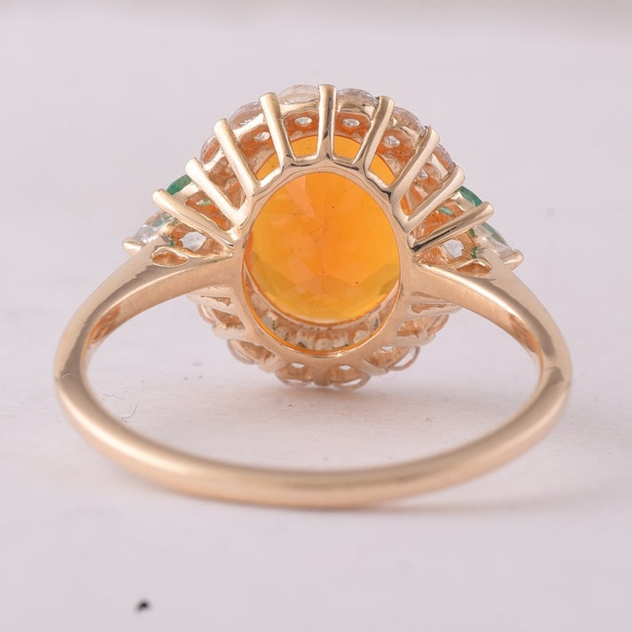 2.50 Ct Oval Fire Opal 9K Gold Ring - 3