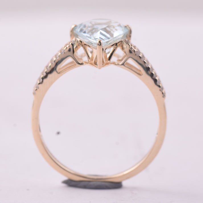 2.24 Ct Pear Aquamarine 9K Gold Ring - 4