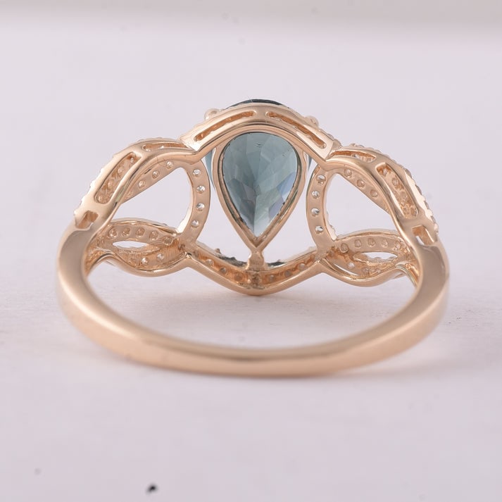 1.35 Ct Pear Tourmaline 9K Gold Ring - 3