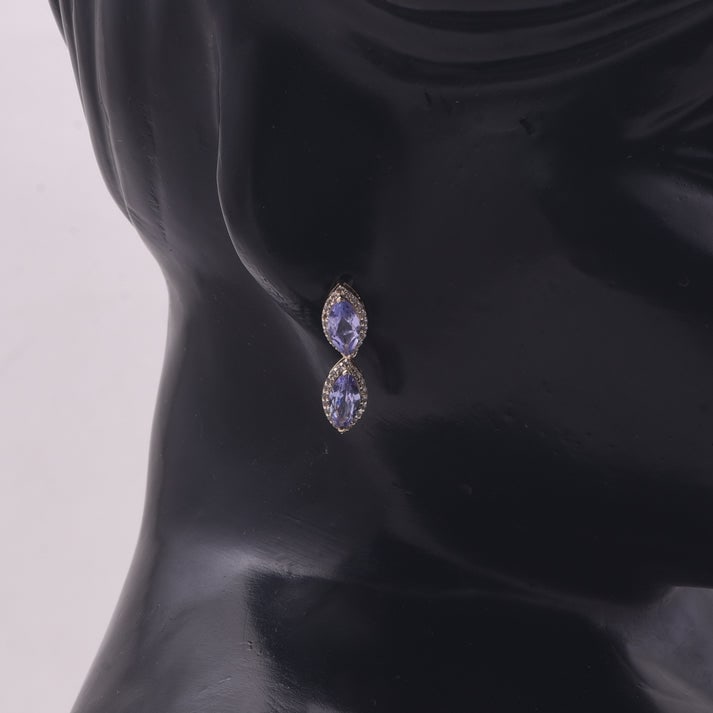 2.34 Ct Marquise Tanzanite 9K Gold Earrings - 2