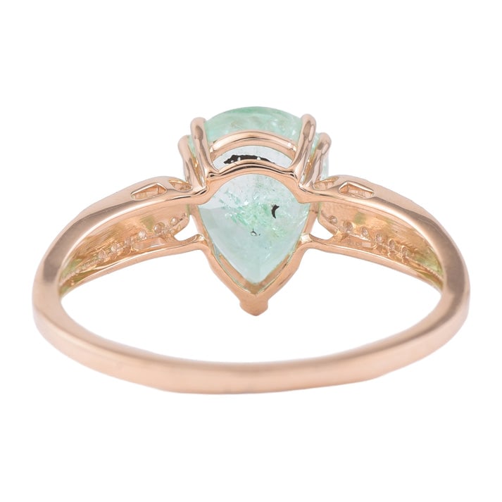 2.02 Ct Pear Emerald 9K Gold Ring - 4