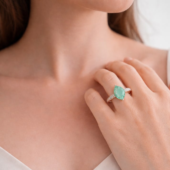 2.02 Ct Pear Emerald 9K Gold Ring - 6