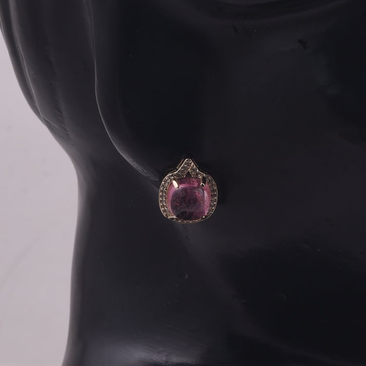 5.42 Ct Cushion Tourmaline 9K Gold Earrings - 2