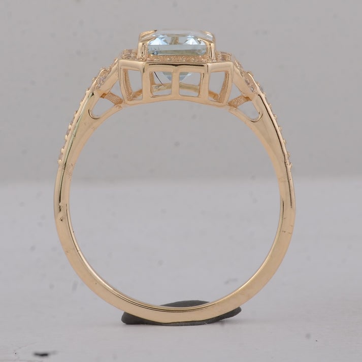 1.65 Ct Octagon Aquamarine 9K Gold Ring - 3