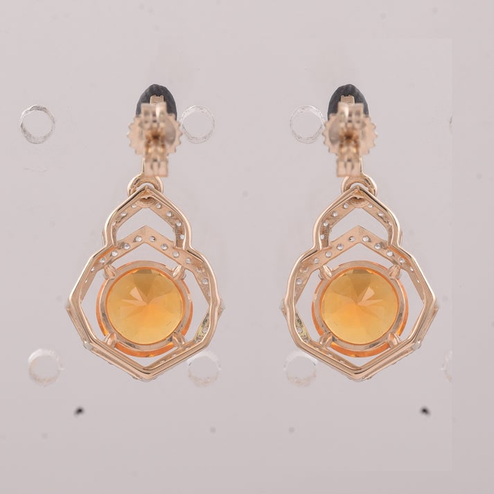 2.10 Ct Round Br.Opal 9K Gold Earrings - 2